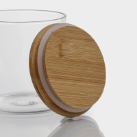 Банка стеклянная для сыпучих продуктов с бамбуковой крышкой «Эко», 550 мл, 10×10,5 см Банка стеклянная для сыпучих продуктов с бамбуковой крышкой «Эко», 550 мл, 10×10,5 см