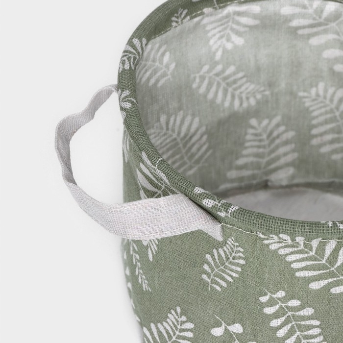 Корзинка для мелочей с ручками Доляна Leaves, 20&times;20&times;15 см, круглая, цвет зелёный