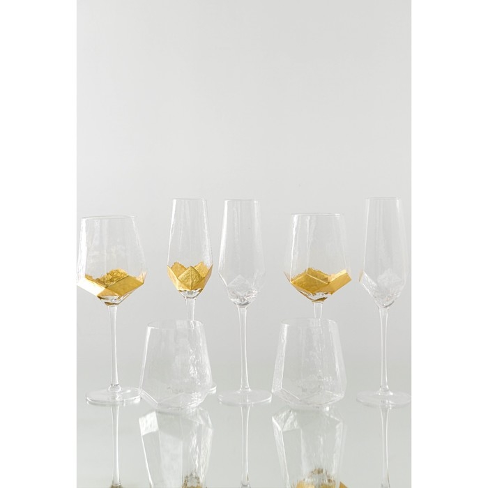Набор бокалов для шампанского стеклянный Magistro «Дарио», 180 мл, 7×27,5 см, 6 шт, цвет золотой Набор бокалов для шампанского стеклянный Magistro «Дарио», 180 мл, 7×27,5 см, 6 шт, цвет золотой