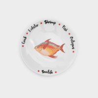 Набор фарфоровых тарелок для пиццы Sealife, 7 предметов, рисунок МИКС