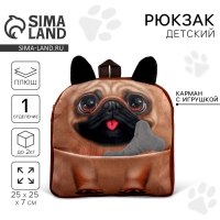 Рюкзак детский для мальчика «Мопс» с косточкой Рюкзак детский для мальчика «Мопс» с косточкой