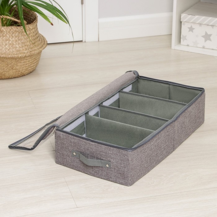 Короб для хранения обуви &laquo;Рон&raquo;, 58&times;30&times;15 см, цвет серый