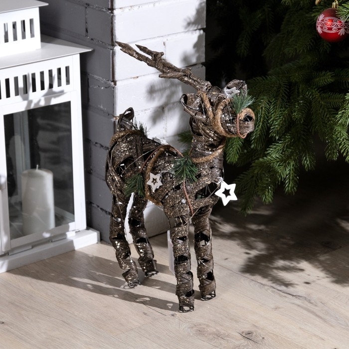 Светодиодная фигура «Плетёный олень» 29 × 42 × 10 см, металл, текстиль, батарейки ААх2 (не в комплекте), свечение тёплое белое Светодиодная фигура «Плетёный олень» 29 × 42 × 10 см, металл, текстиль, батарейки ААх2 (не в комплекте), свечение тёплое белое