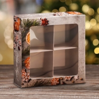 Коробка для конфет 4 шт "Пряный", 12,6 х 12,6 х 3,5 см Коробка для конфет 4 шт "Пряный", 12,6 х 12,6 х 3,5 см