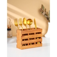 Подставка для столовых приборов Adelica, с тремя секциями, 19&times;7&times;14 см, дуб