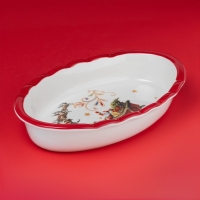 Новгодняя форма для запекания Доляна &laquo;Сани Деда Мороза&raquo;, керамика, 28&times;18&times;5 см, цвет белый