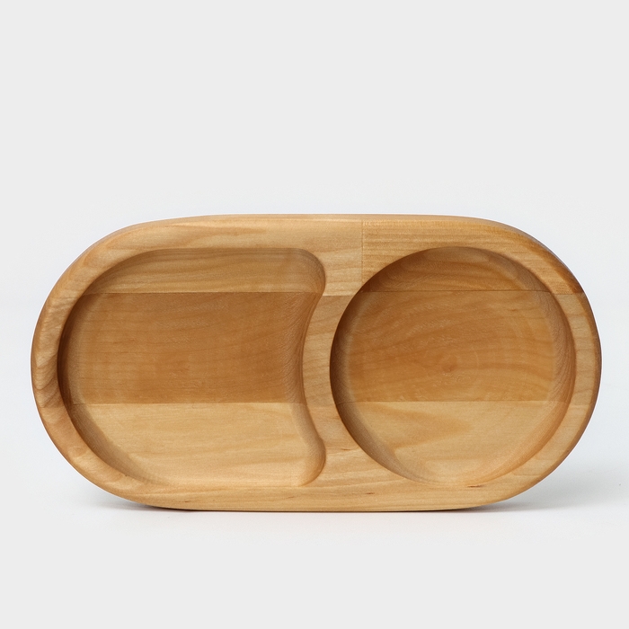 Поднос для подачи, 21&times;11&times;2 см, два отделения, берёза