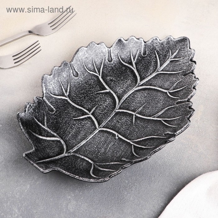 Блюдо для фруктов Доляна &laquo;Винтажный лист&raquo;, 27&times;18&times;3 см, цвет серый