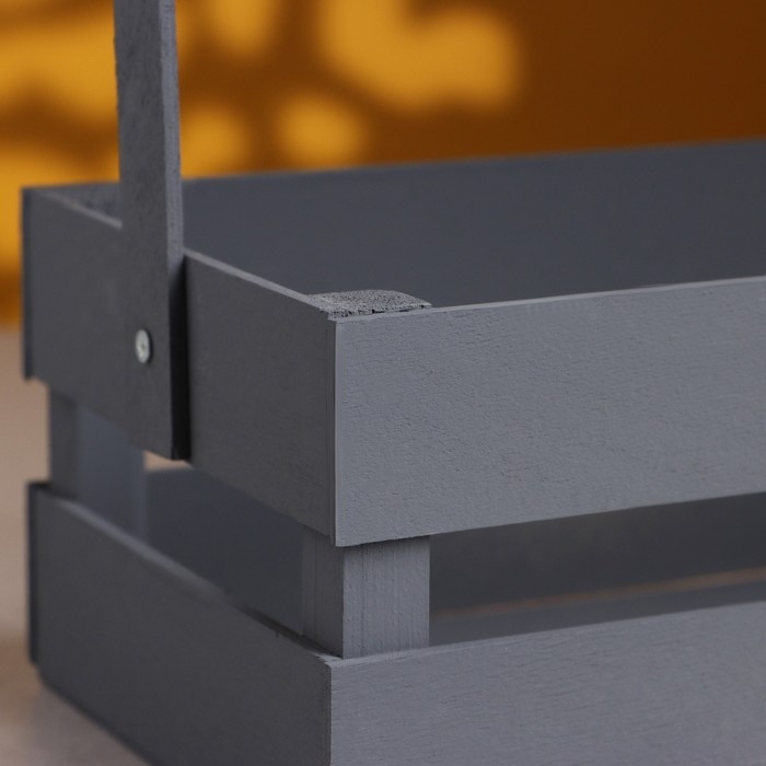 Кашпо деревянное 24.5&times;13.5&times;9 см "Двушка Лайт", двухреечное, серый Дарим Красиво