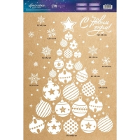 Наклейки новогодние для окон &laquo;Елка из игрушек&raquo;, многоразовые, 33 х 50 см, Новый год