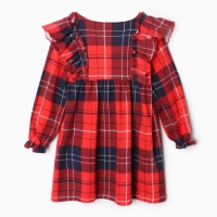 Платье детское с рюшами KAFTAN "Клетка" р.32 (110-116 см)