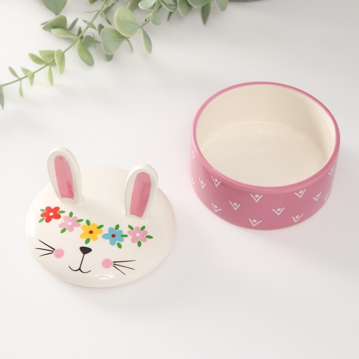 Шкатулка керамика Шкатулка керамика "Зайка с веночком" 10х10х10,3 см