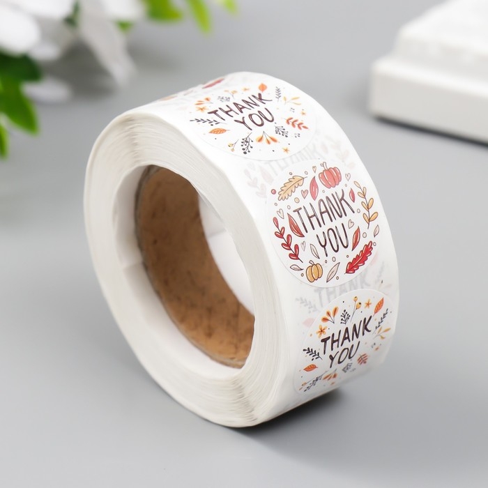 Наклейка бумага Наклейка бумага "Осень" d=2,5 см 500 шт в рулоне 3х6,5х6,5 см