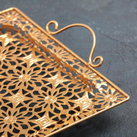 Поднос сервировочный &laquo;Золотые цветы&raquo;, 50&times;29&times;6 см, цвет золотой