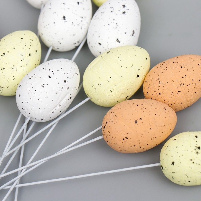 Декор пасхальный на палочке Декор пасхальный на палочке "Перепелиные яички" набор 12 шт МИКС 2,5х3,5 см