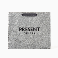 Пакет ламинированный горизонтальный &laquo;Подарок для тебя&raquo;, глиттер, M, 30 х 26 х 9 см