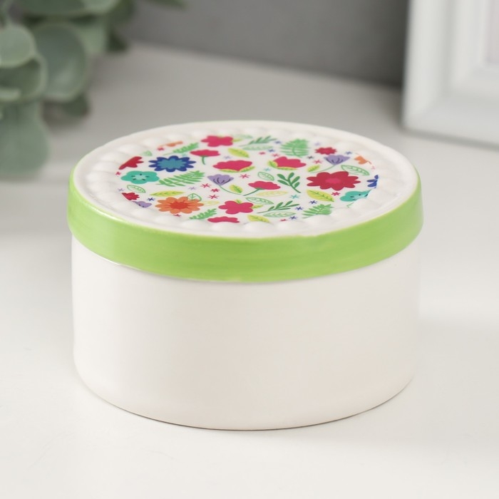 Шкатулка керамика Шкатулка керамика "Цветочная полянка" 7,5х7,5х4,5 см