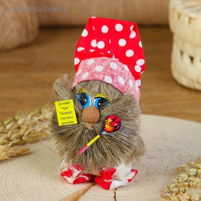 Оберег &laquo;Домовой&raquo;, с ложкой, 10 см, микс