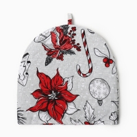 Новый год. Грелка на чайник Доляна &laquo;Новогоднее настроение&raquo; 28х28см, 100% хл., 164г/м2