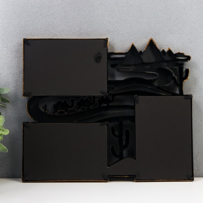 Фоторамка пластик на 3 фото 10х15 см Фоторамка пластик на 3 фото 10х15 см "Пустынный караван" тёмное золото 32х27 см