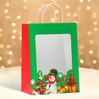 Пакет подарочный новогодний с окном "Снеговик" 30 х 22 х 14 см. Пакет подарочный новогодний с окном "Снеговик" 30 х 22 х 14 см.