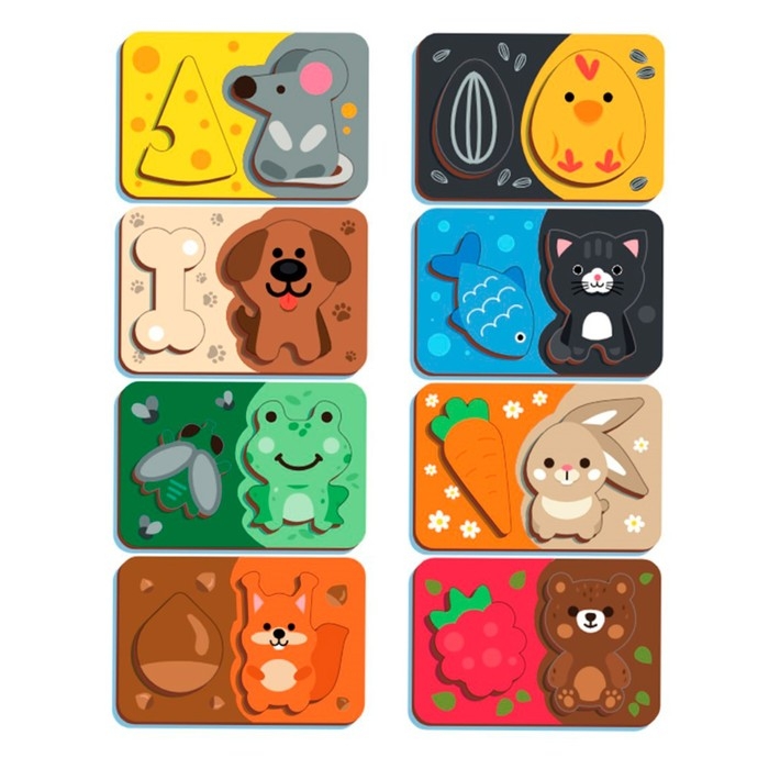 Пазлы из дерева. Мои первые пазлы &laquo;Кто что ест&raquo; 24 эл.