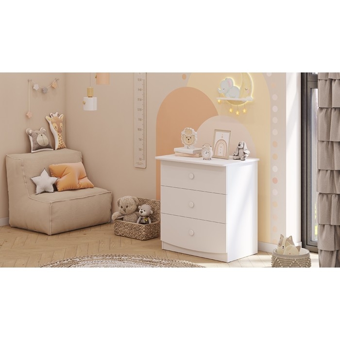 Комод пеленальный детский Фея 1380, 79х54х92 см., 3 ящика, цвет белый