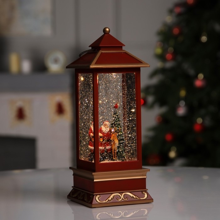 Светодиодная фигура &laquo;Фонарь с Дедом Морозом&raquo; 10.5 &times; 26 &times; 10.5 см, пластик, батарейки ААх3 (не в комплекте), USB, свечение тёплое белое