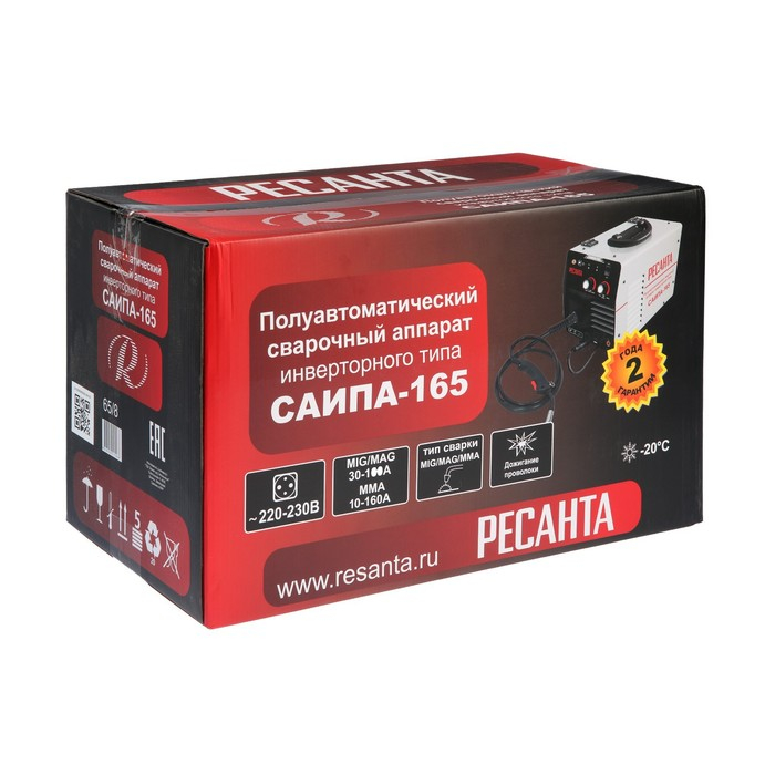 Сварочный полуавтомат Сварочный полуавтомат "Ресанта" САИПА-165С, MIG/MAG, 6.2 кВт, 160 А