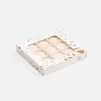 Набор из 9 пирожных макарон, в коробке с окошком Набор из 9 пирожных макарон, в коробке с окошком