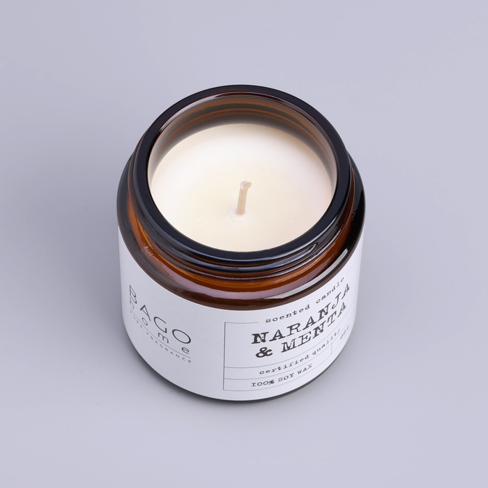 Свеча ароматическая в банке Свеча ароматическая в банке "Мята и апельсин", совый воск, 88 г