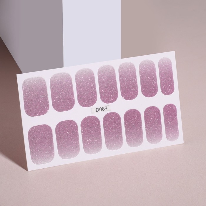 Плёнки для маникюра, 14 шт, с блёстками, цвет светло - лиловый Плёнки для маникюра, 14 шт, с блёстками, цвет светло - лиловый
