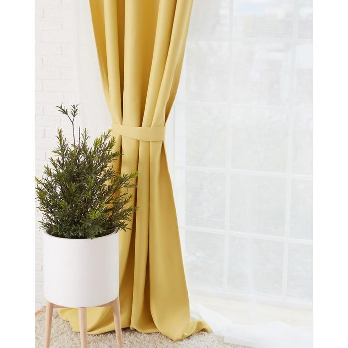 Штора портьерная &laquo;Этель&raquo; 200х250, цвет жёлтый, блэкаут