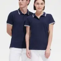 Рубашка поло мужская Pasadena Men 200 с контрастной отделкой черная с белым, размер S