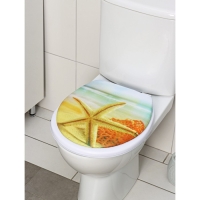 Сиденье для унитаза с крышкой Доляна &laquo;Пляж со звездой&raquo;, 40&times;37 см, мягкое