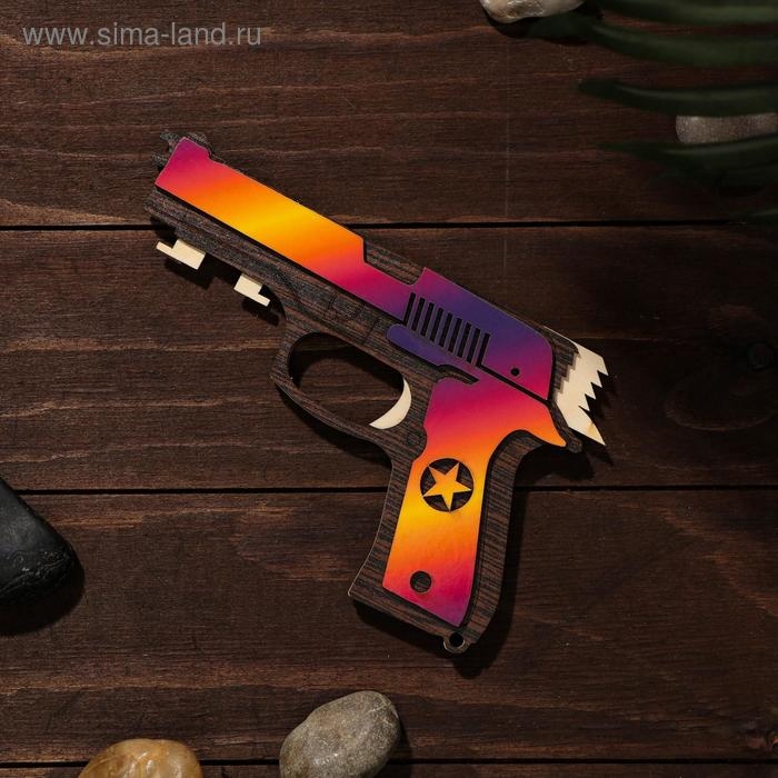 Сувенир деревянный «Резинкострел, красная звезда» + 4 резинки Сувенир деревянный «Резинкострел, красная звезда» + 4 резинки