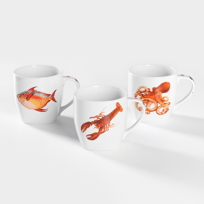 Кружка фарфоровая Seaife, 400 мл, рисунок микс