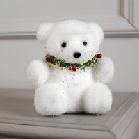 Светодиодная фигура &laquo;Мишка&raquo; 15 &times; 16 &times; 12 см, флок, батарейки CR2032х2 (в комплекте), свечение тёплое белое