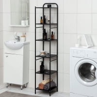 Стеллаж напольный шестиярусный, 29&times;29&times;158,5 см, цвет чёрный