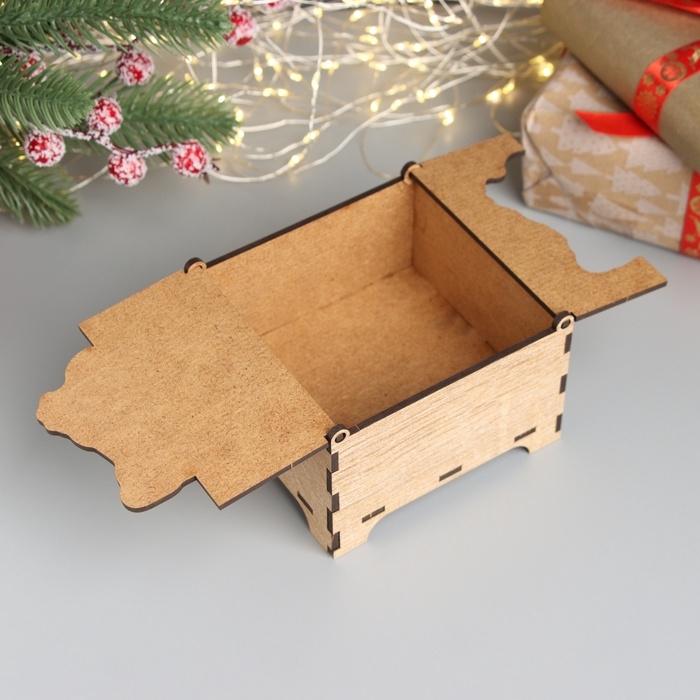 Новогодняя шкатулка комбинированная Новогодняя шкатулка комбинированная "Дедушка" 10,5х10х7 см