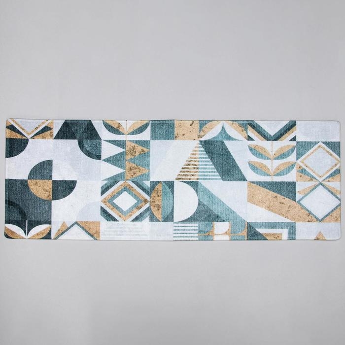 Коврик для ванной Доляна &laquo;Тори&raquo;, 45&times;120 см, цвет зелёно-жёлтый