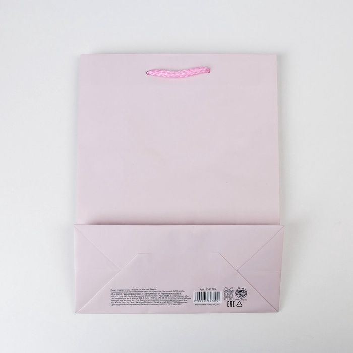 Пакет подарочный ламинированный, упаковка, &laquo;Розовый&raquo;, MS 18 х 23 х 8 см