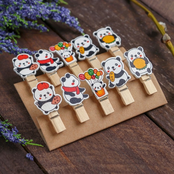 Прищепки декоративные «Панды» набор 10 шт. Прищепки декоративные «Панды» набор 10 шт.