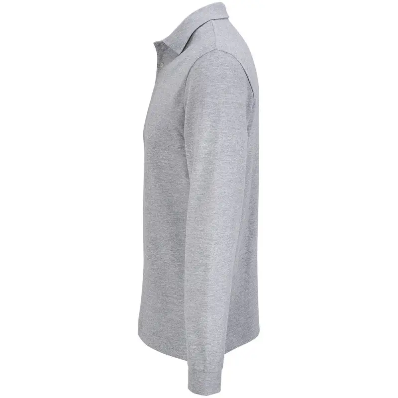 Рубашка поло унисекс с длинным рукавом Pacific LSL, серый меланж, размер XS