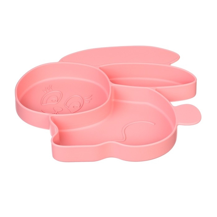 Силиконовая детская тарелка «Зайка» с секциями, цвет МИКС Силиконовая детская тарелка «Зайка» с секциями, цвет МИКС