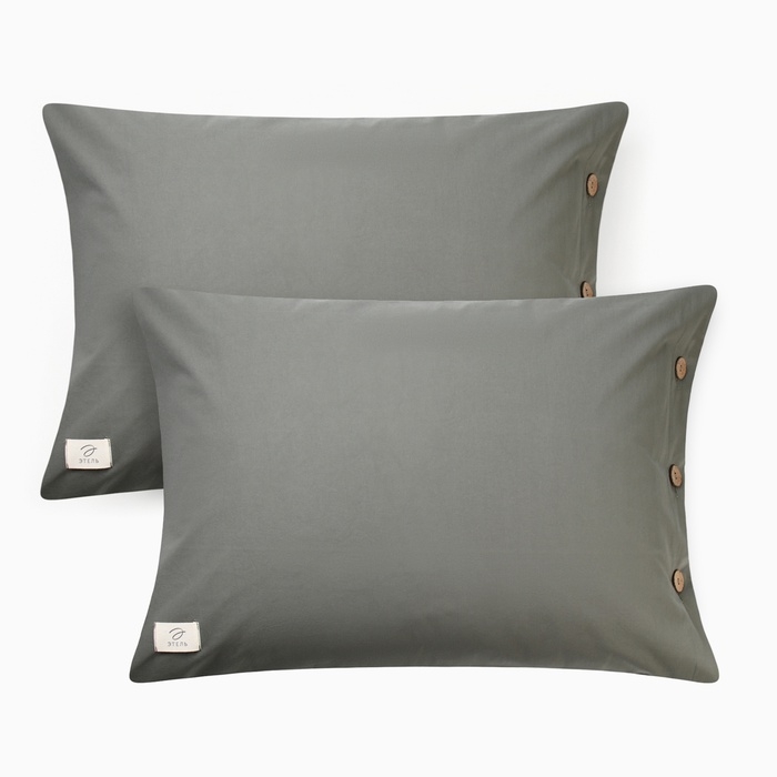 Комплект наволочек Этель 50*70 см - 2 шт, цв.темно-зеленый, жатый хлопок,140гр/м2 Комплект наволочек Этель 50*70 см - 2 шт, цв.темно-зеленый, жатый хлопок,140гр/м2