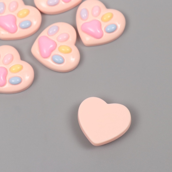 Декор для творчества пластик "Лапка в сердечке" набор 6 ш 2х2,5х0,8 см