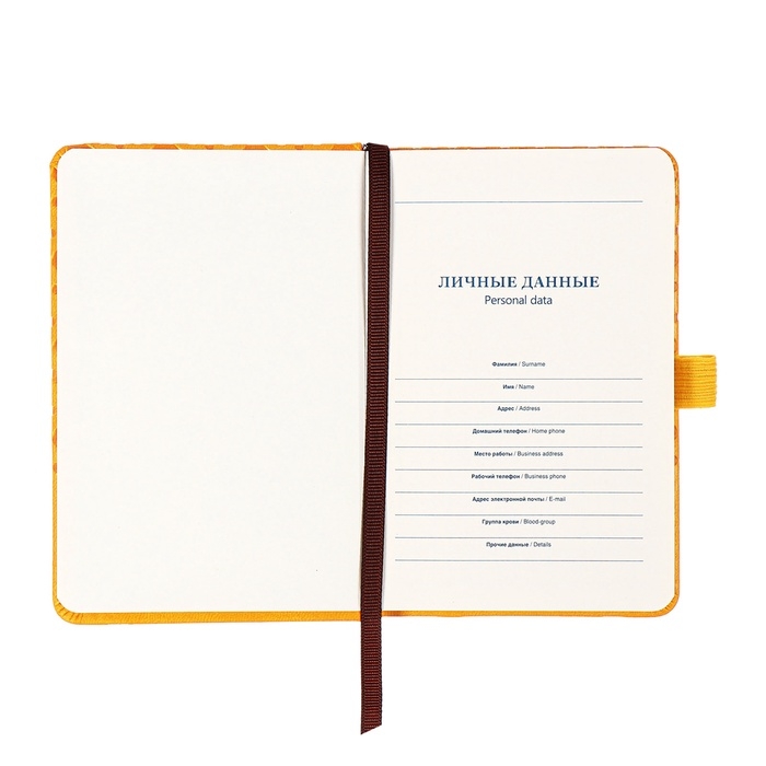 Ежедневник недатированный, формат А6, 100 листов, в клетку, обложка кожзам, на резинке, жёлтый