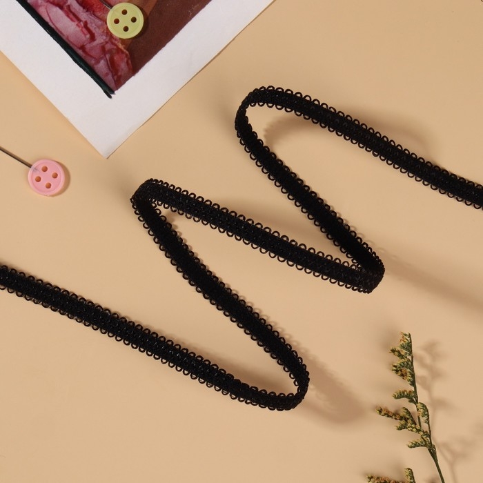 Резинка ажурная бельевая, 8 мм, 10 &plusmn; 0,5 м, цвет чёрный