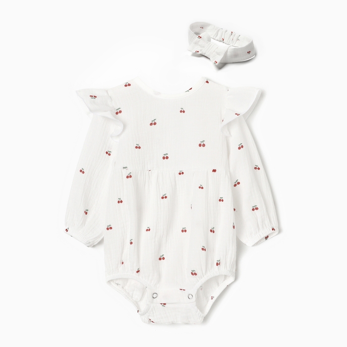 Комплект (боди и повязка) Крошка Я Комплект (боди и повязка) Крошка Я "Муслин", р. 62-68, цвет молочный